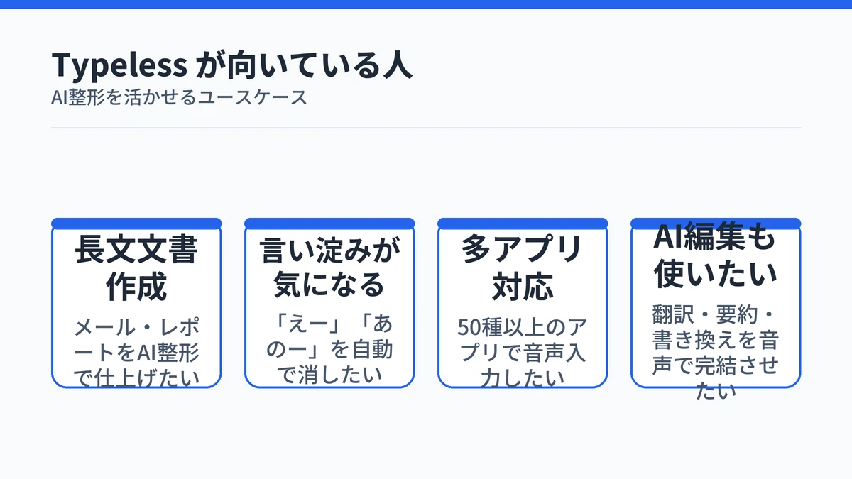 Typeless が向いている人のユースケース一覧