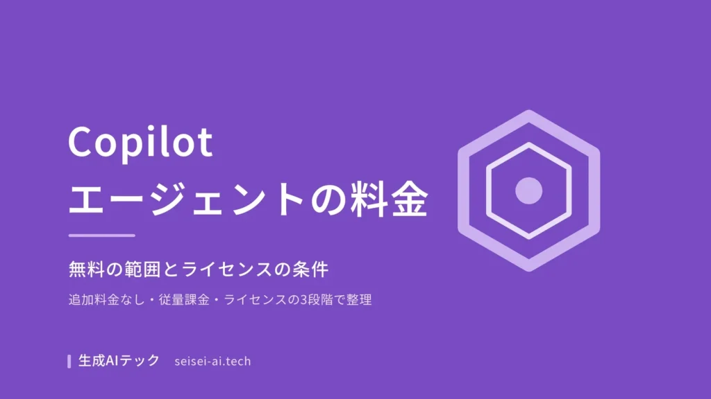Copilotエージェントの料金とライセンスの条件を整理したアイキャッチ画像