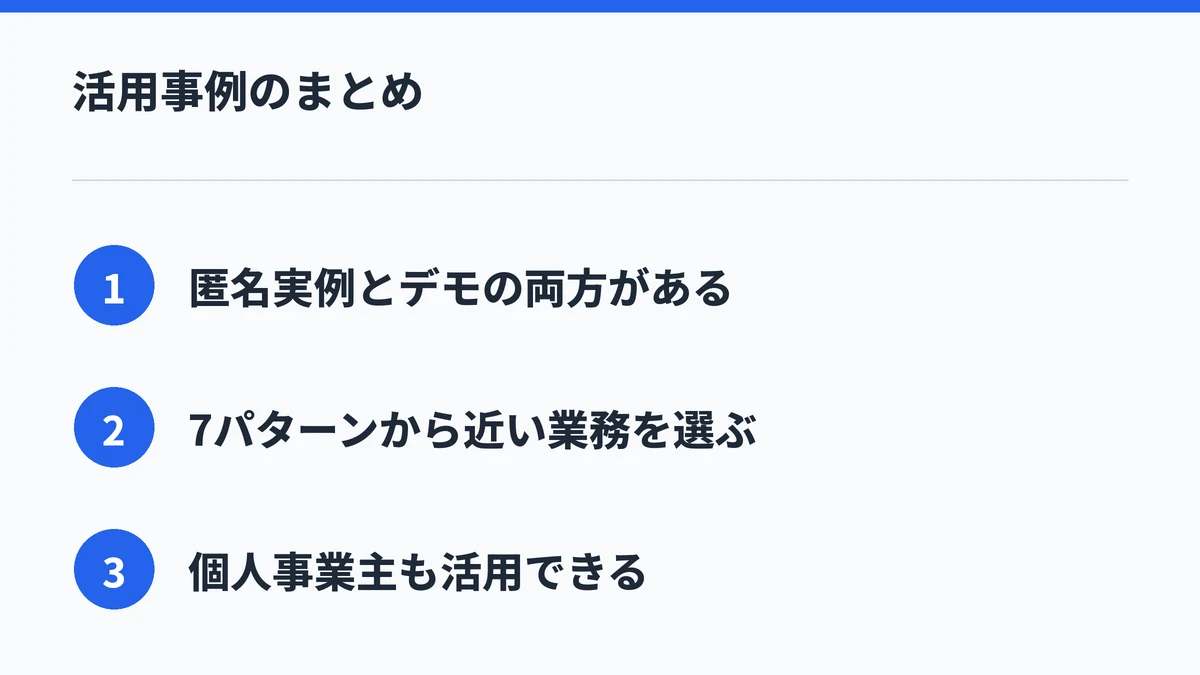 Copilot Coworkの活用事例のまとめ図