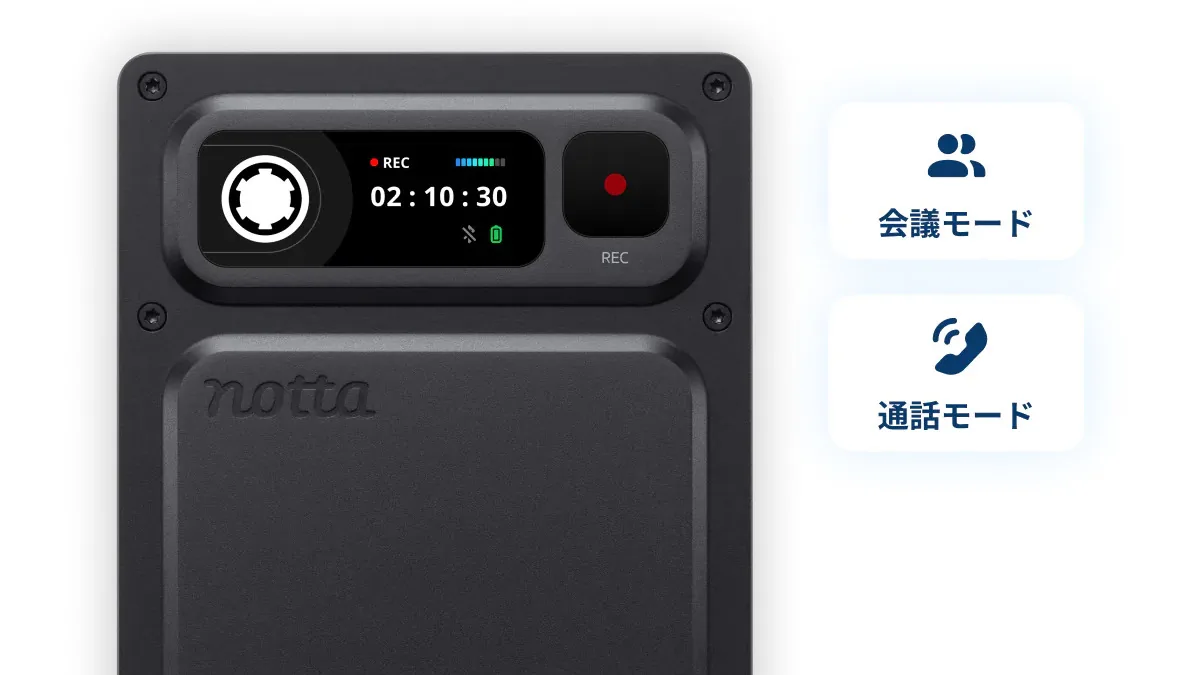 Notta Memo Proは会議モードと通話モードを自動で切り替える（公式の図）