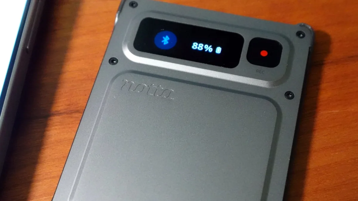Notta Memo Proの画面に表示されたバッテリー残量（88%）